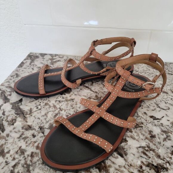 Dune London Leather  Brown  Studded Open Toe Gladiator Sandals Sz 8/38 - Picture 4 of 9